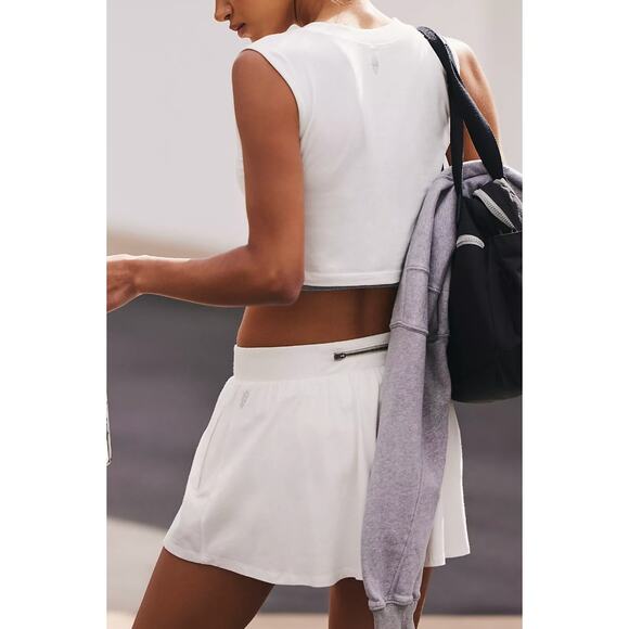(L) NWT $70‎ Free People Hot Shot Skort Set White Size Large - Picture 4 of 6